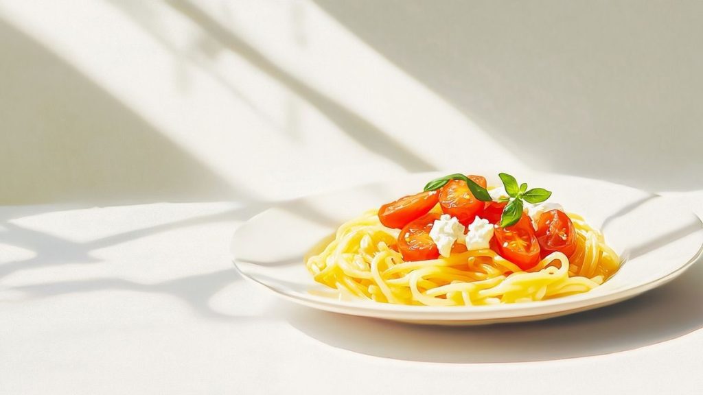 Pâtes à la feta et aux tomates cerises : un délice rapide à préparer.