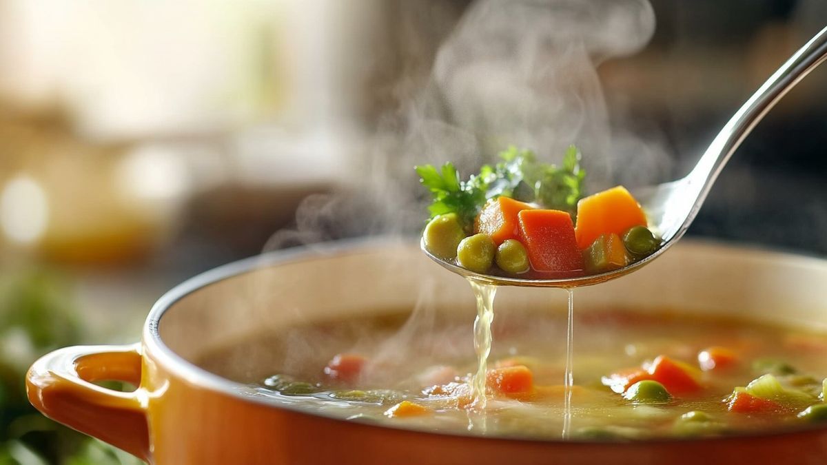 Soupe aux légumes au fromage fouetté