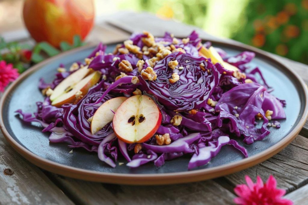 Salade de chou rouge, pomme et noix : un mélange subtil et savoureux pour toutes les saisons